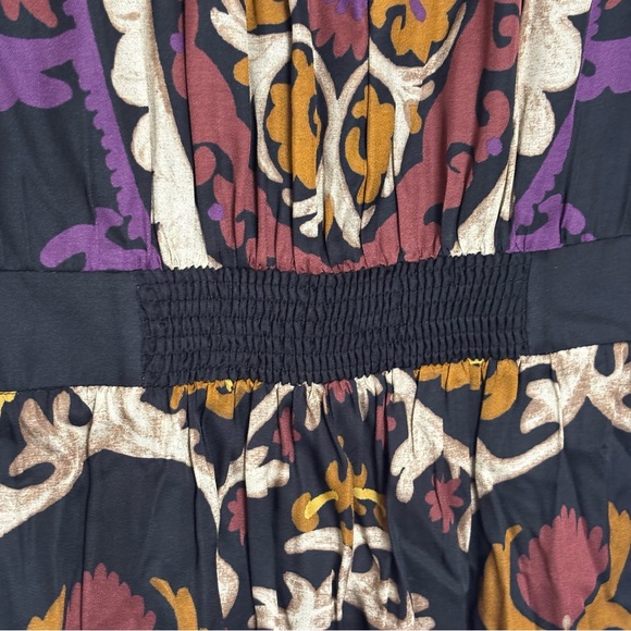 ba&sh Fedora Black Tan Purple Split V-neck Long Sleeve Lady Dress S - Picture 12 of 16